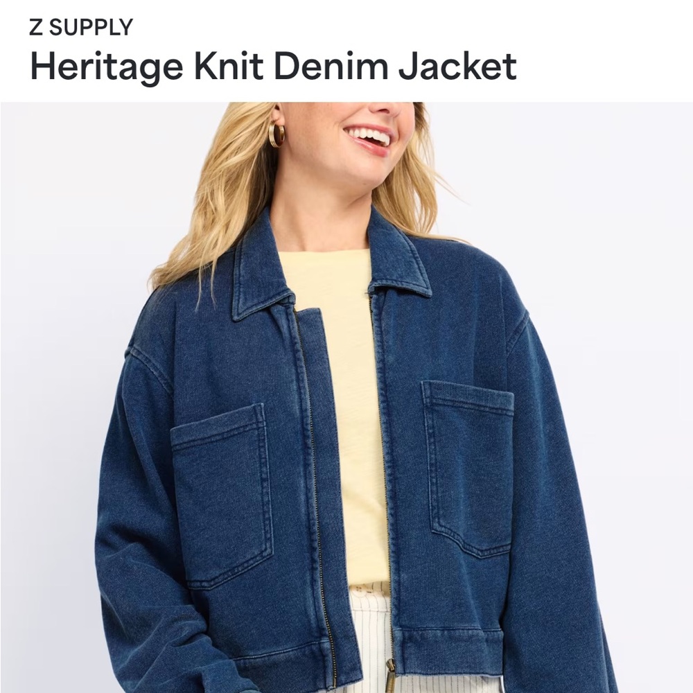 Z supply heritage knit denim jacket NWT